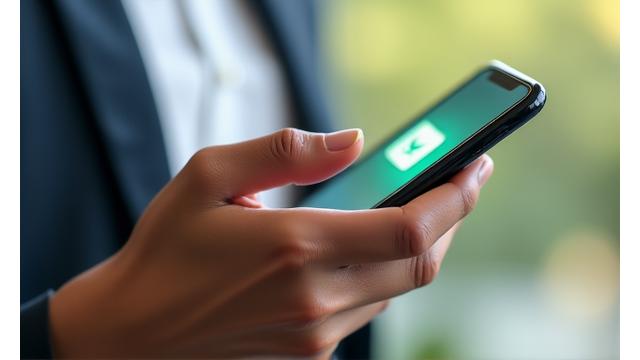 O mână ținând un smartphone afișând o pictogramă de chat, simbolizând comunicare deschisă și suport pentru întrebările de confidențialitate.