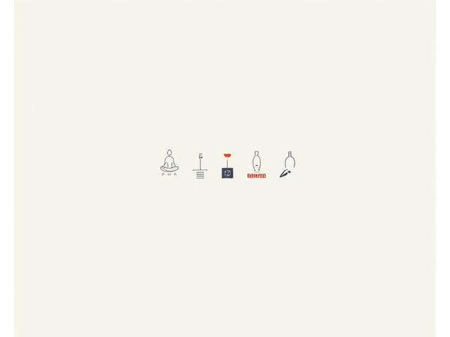 O serie de icoane reprezentând diverse practici mindfulness: meditație, plimbare conștientă, mâncat conștient, integrate într-un layout curat.