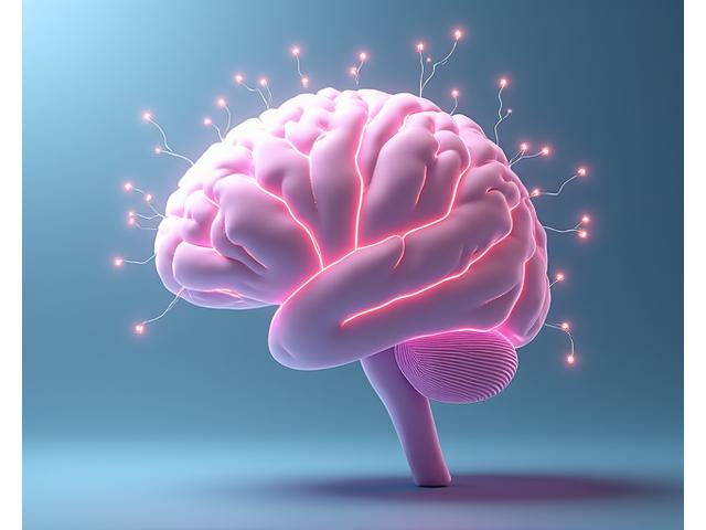 Reprezentare vizuală schematică a creierului uman cu zone iluminate, simbolizând neuroplasticitatea și activitatea crescută în zonele asociate cu mindfulness