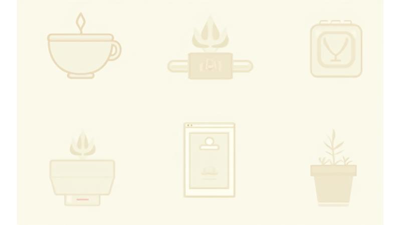 Diverse pictograme reprezentând rutine și instrumente de mindfulness integrate în viața cotidiană: o ceașcă de cafea, un smartphone, un ceas, simboluri de comunicare, o plantă mică