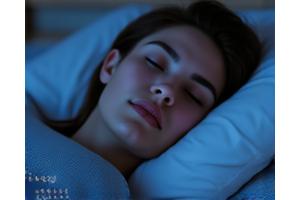 O persoană dormind, cu grafice de somn pe ecranul unui telefon în fundal